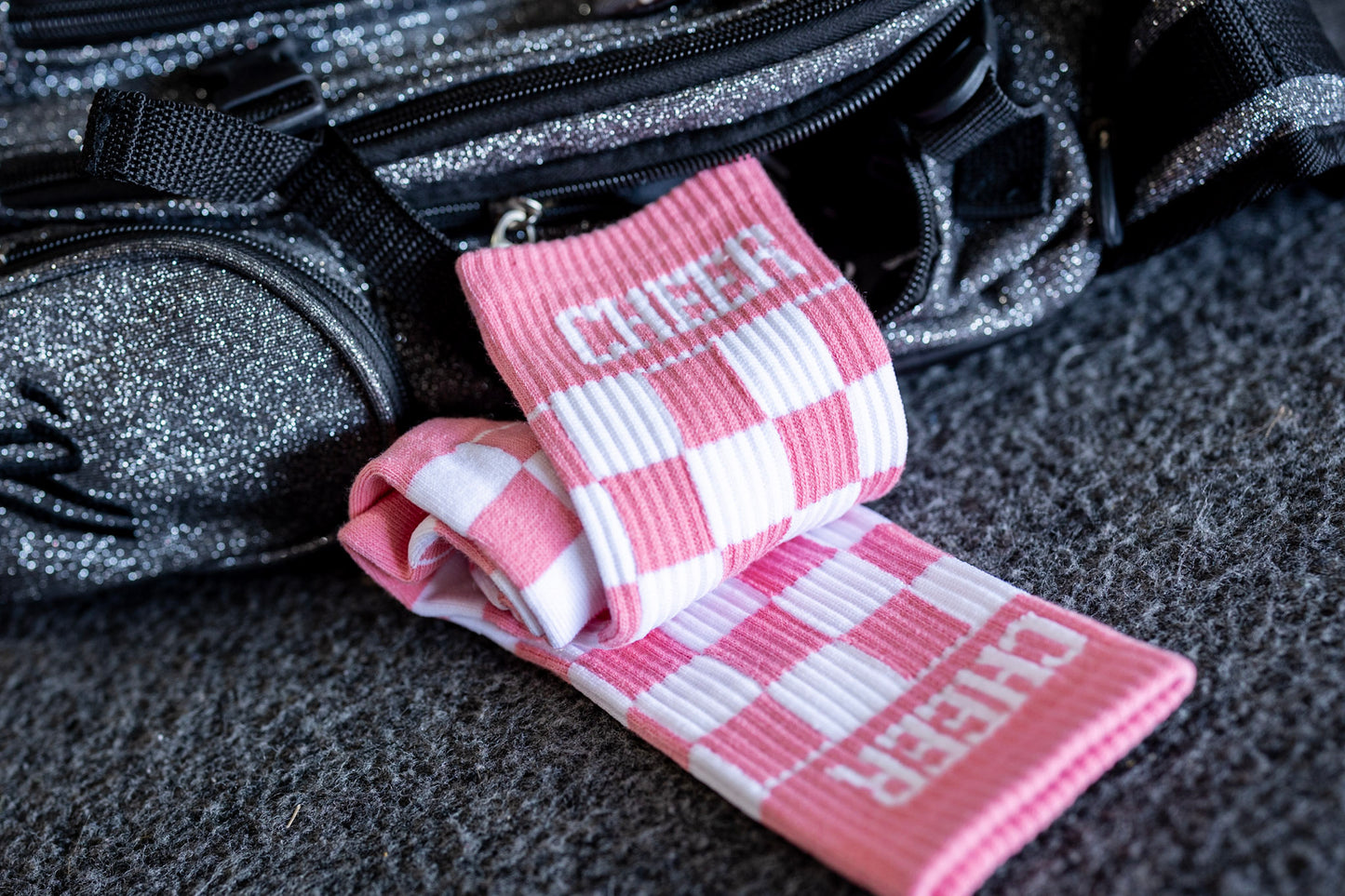 Light Pink Checkered Cheer Socks