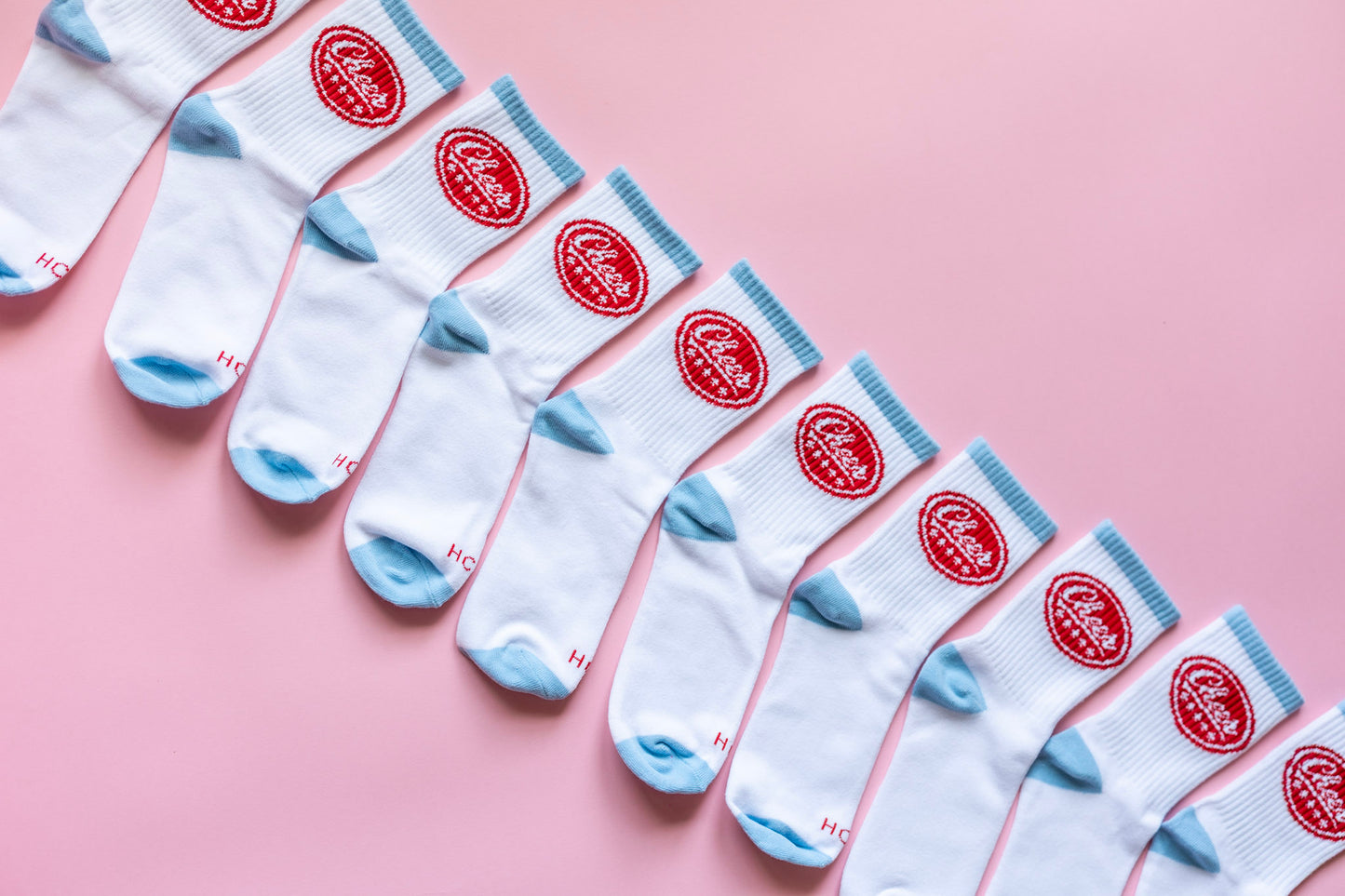 Baby Blue + Red Trucker Cheer Socks