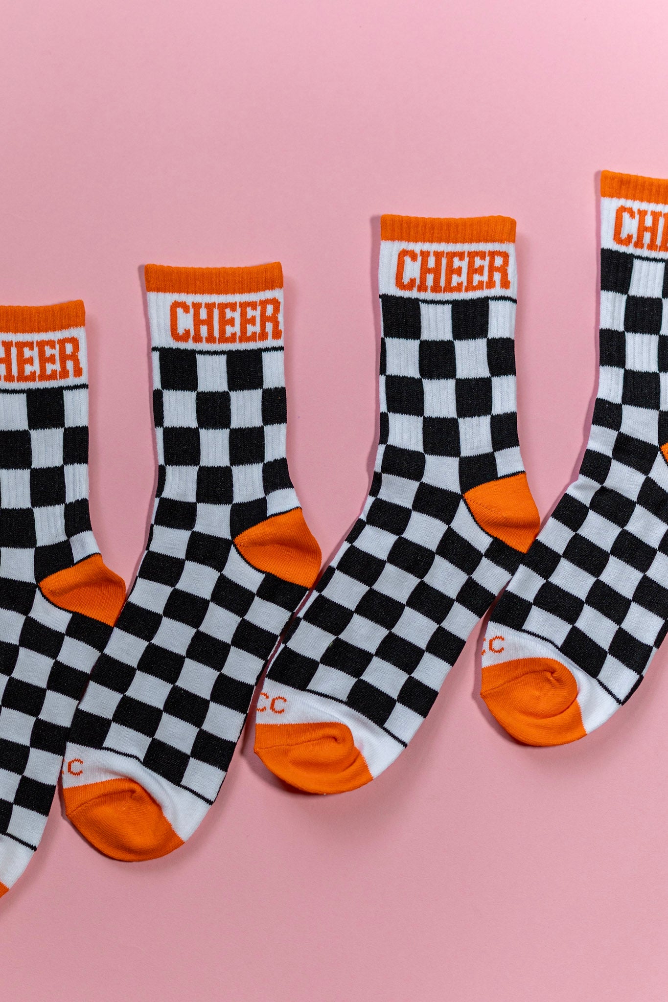 Orange + Black Checkered Cheer Socks