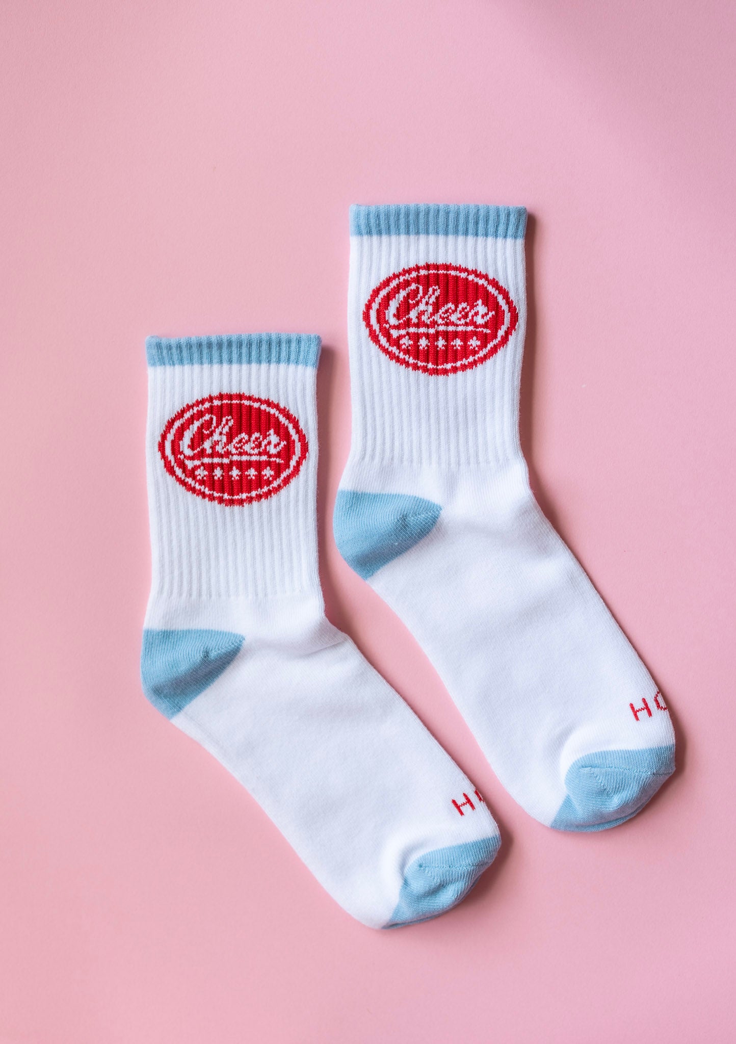 Baby Blue + Red Trucker Cheer Socks