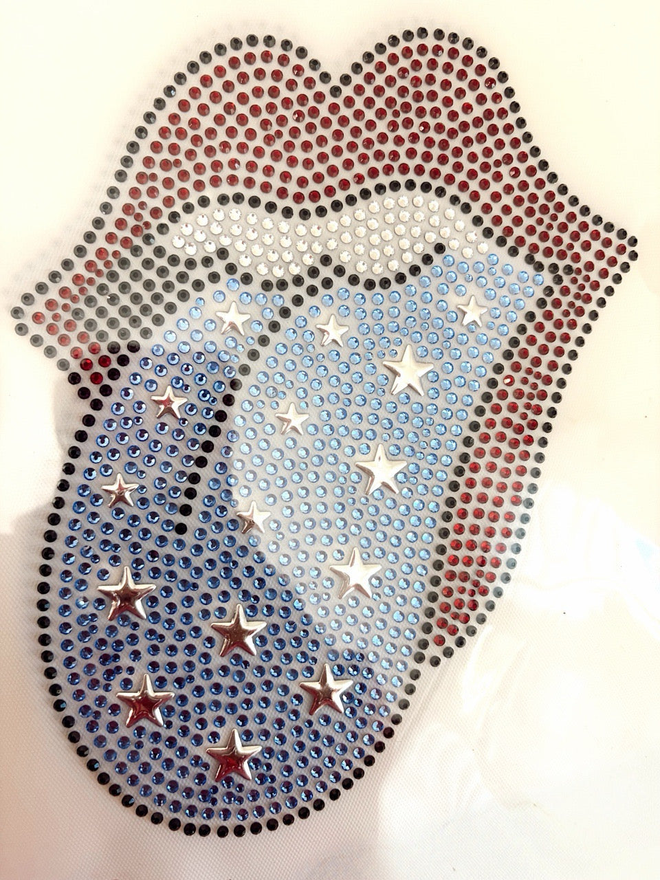 Rhinestone Tongue Cropped Racerback Tank Top