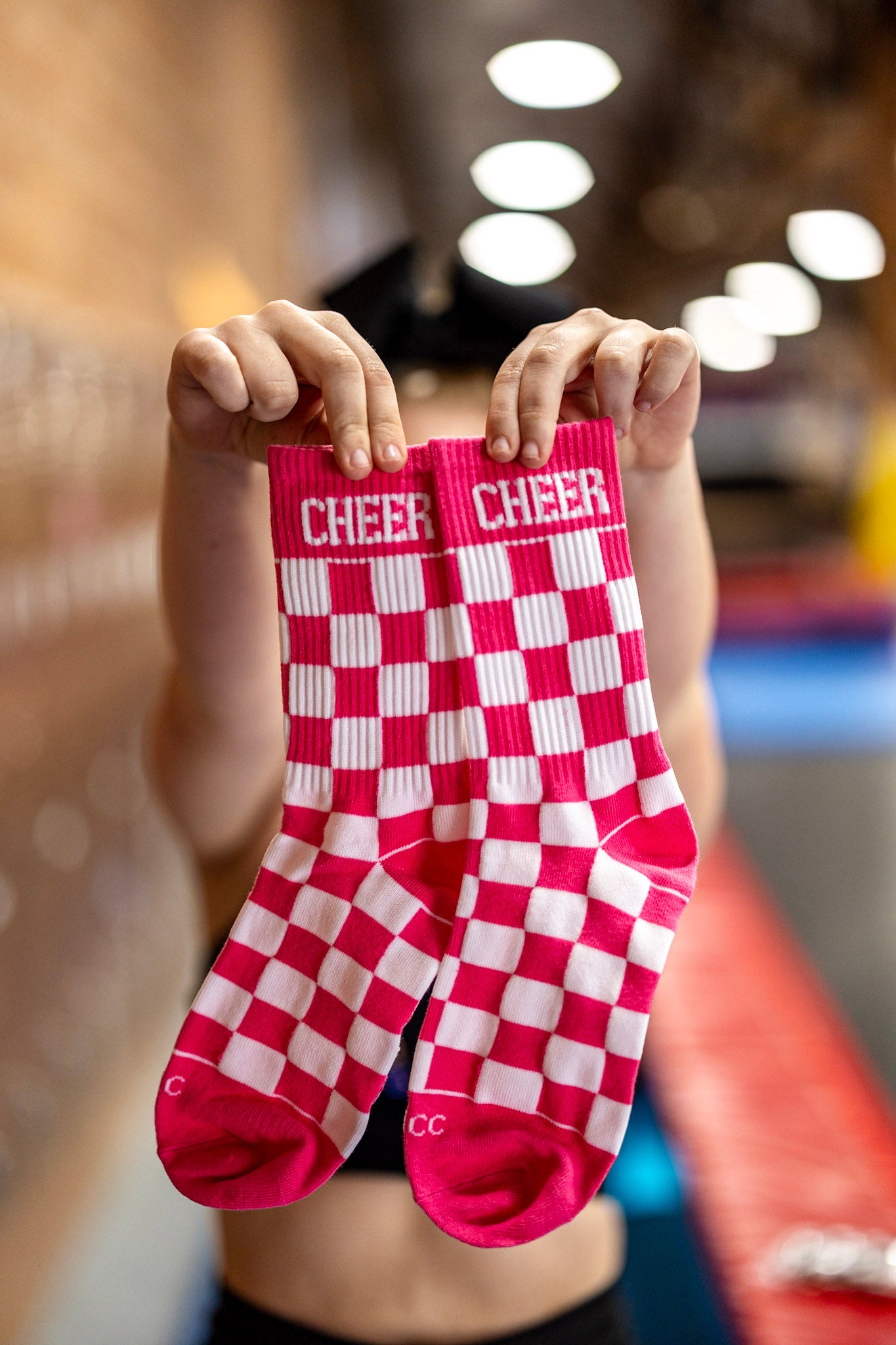 Hot Pink Checkered Cheer Socks