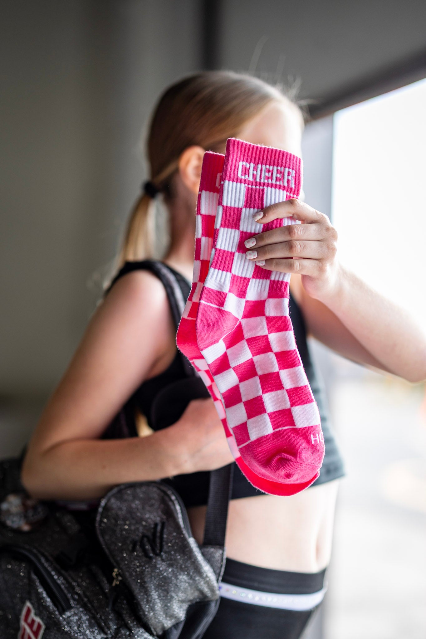 Hot Pink Checkered Cheer Socks