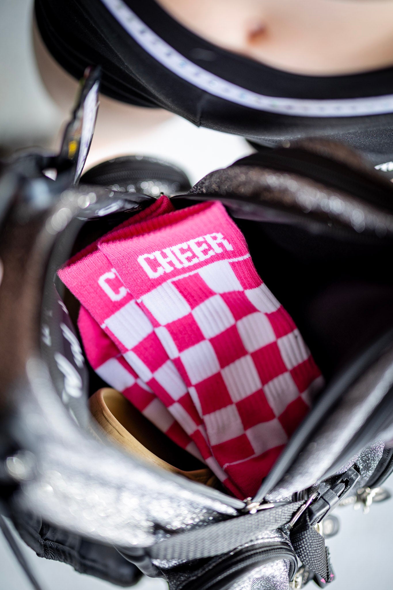 Hot Pink Checkered Cheer Socks