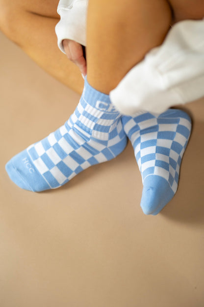 Baby Blue Checkered Socks