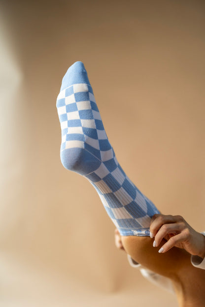 Baby Blue Checkered Socks