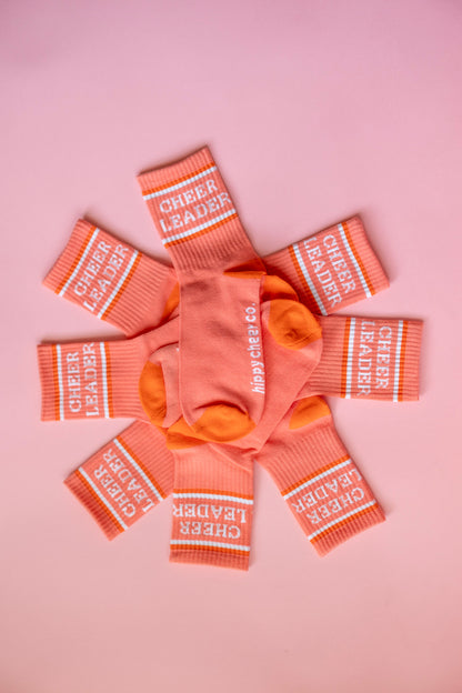 Coral + Orange Cheerleader Socks