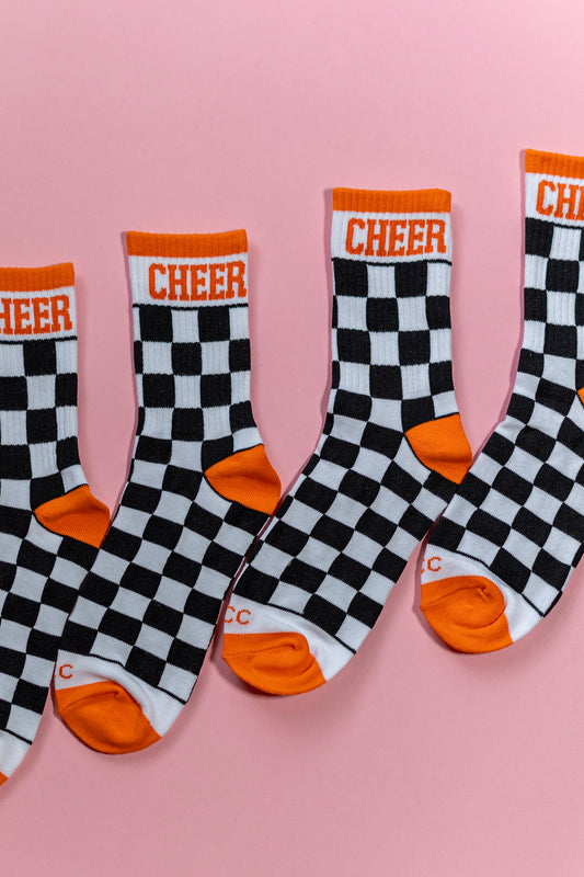 Orange + Black Checkered Cheer Socks