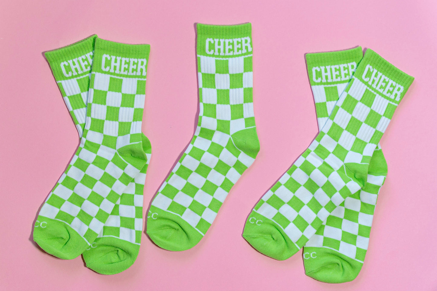 Neon Green Checkered Cheer Socks