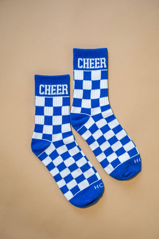 Royal Blue Checkered Cheer Socks