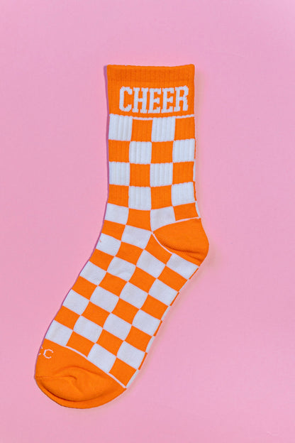 Orange Checkered Cheer Socks