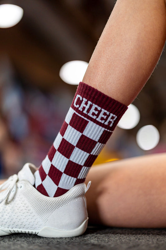 Maroon Checkered Cheer Socks
