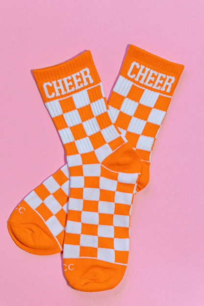 Orange Checkered Cheer Socks