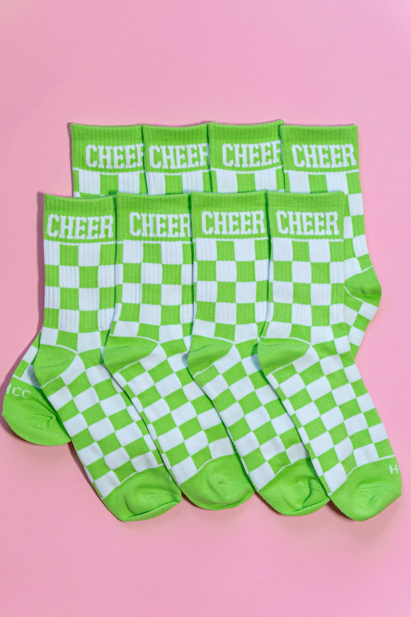 Neon Green Checkered Cheer Socks