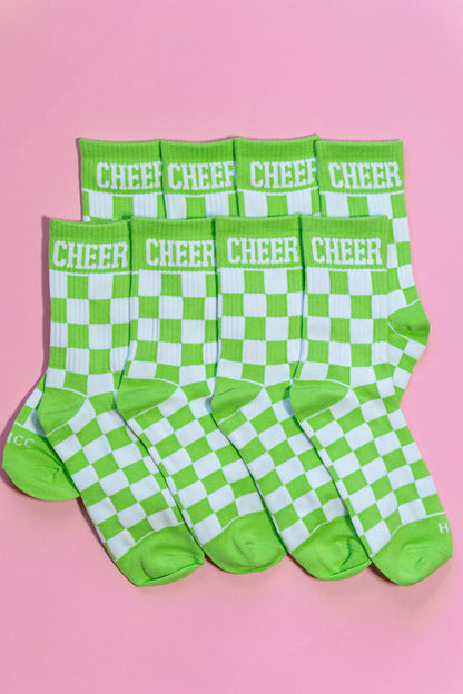 Neon Green Checkered Cheer Socks