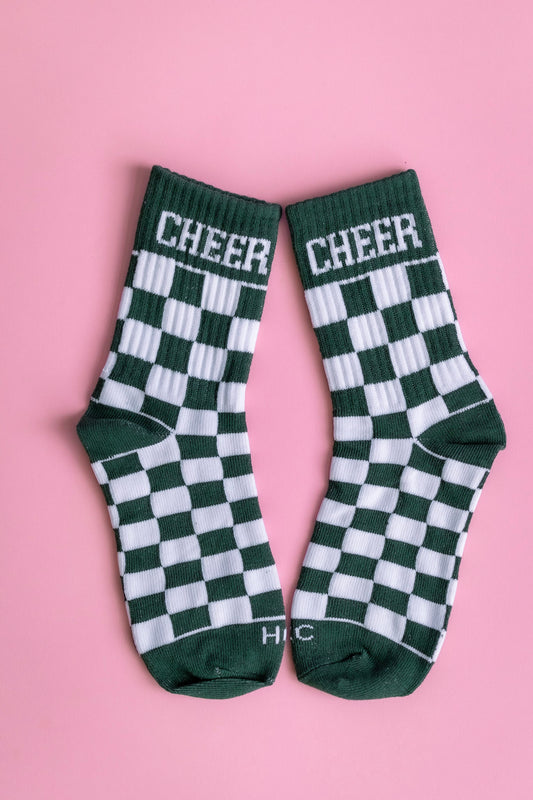 Dark Green Checkered Cheer Socks