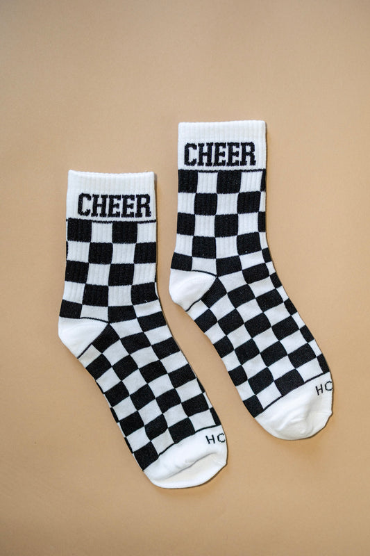White Checkered Cheer Socks