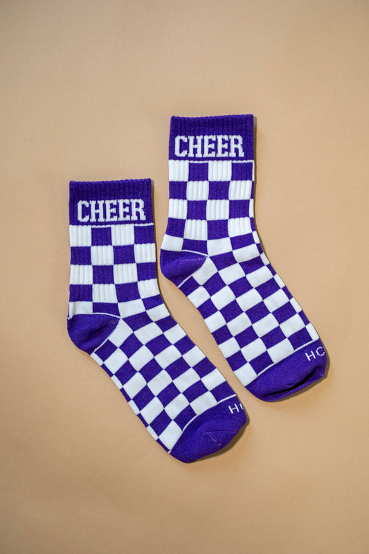Purple Checkered Cheer Socks