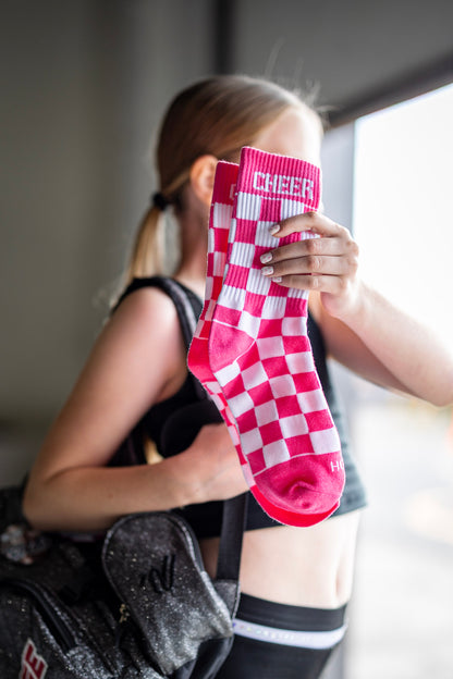 Hot Pink Checkered Cheer Socks