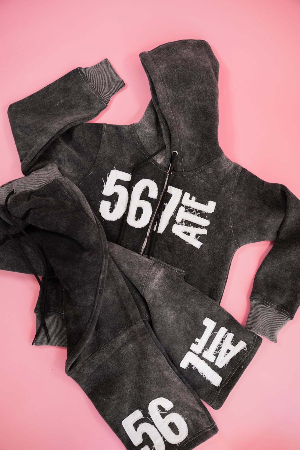 567ATE Distressed Varsity Sweatsuit Set(PRE ORDER Closes 11/1 will ship by 12/7)