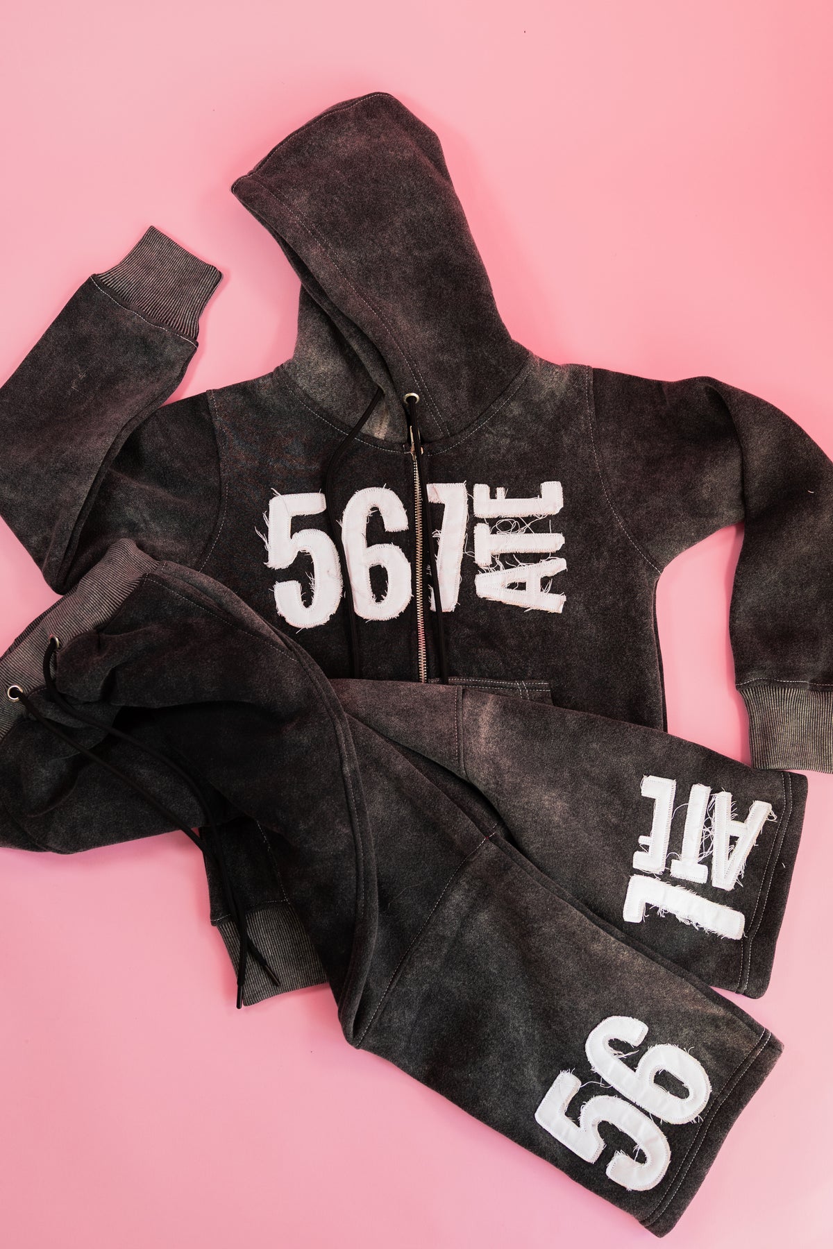 567ATE Distressed Varsity Sweatsuit Set(PRE ORDER Closes 11/1 will ship by 12/7)