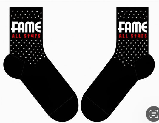 Fame Quarter Length Socks (#49 BLACK rhinestone $20) (#34 WHITE $13)