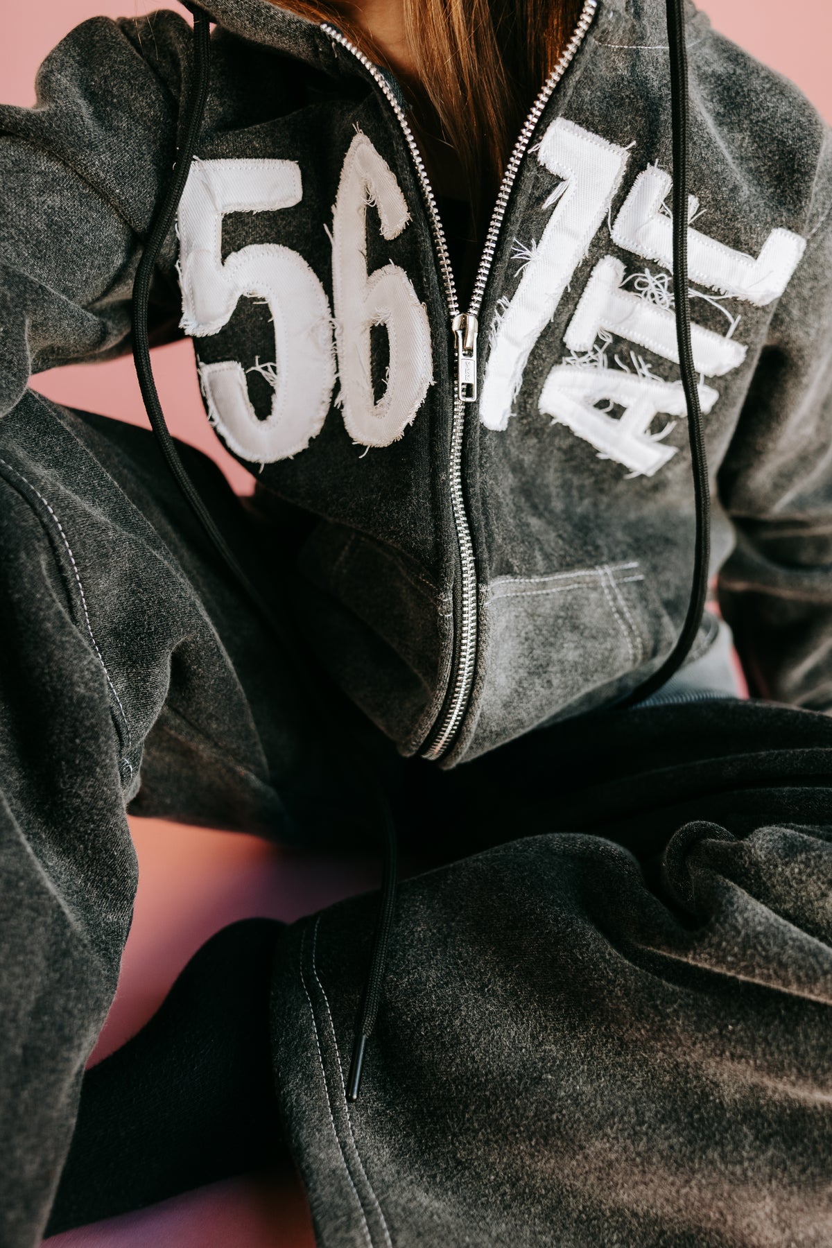 567ATE Distressed Varsity Sweatsuit Set(PRE ORDER Closes 11/1 will ship by 12/7)