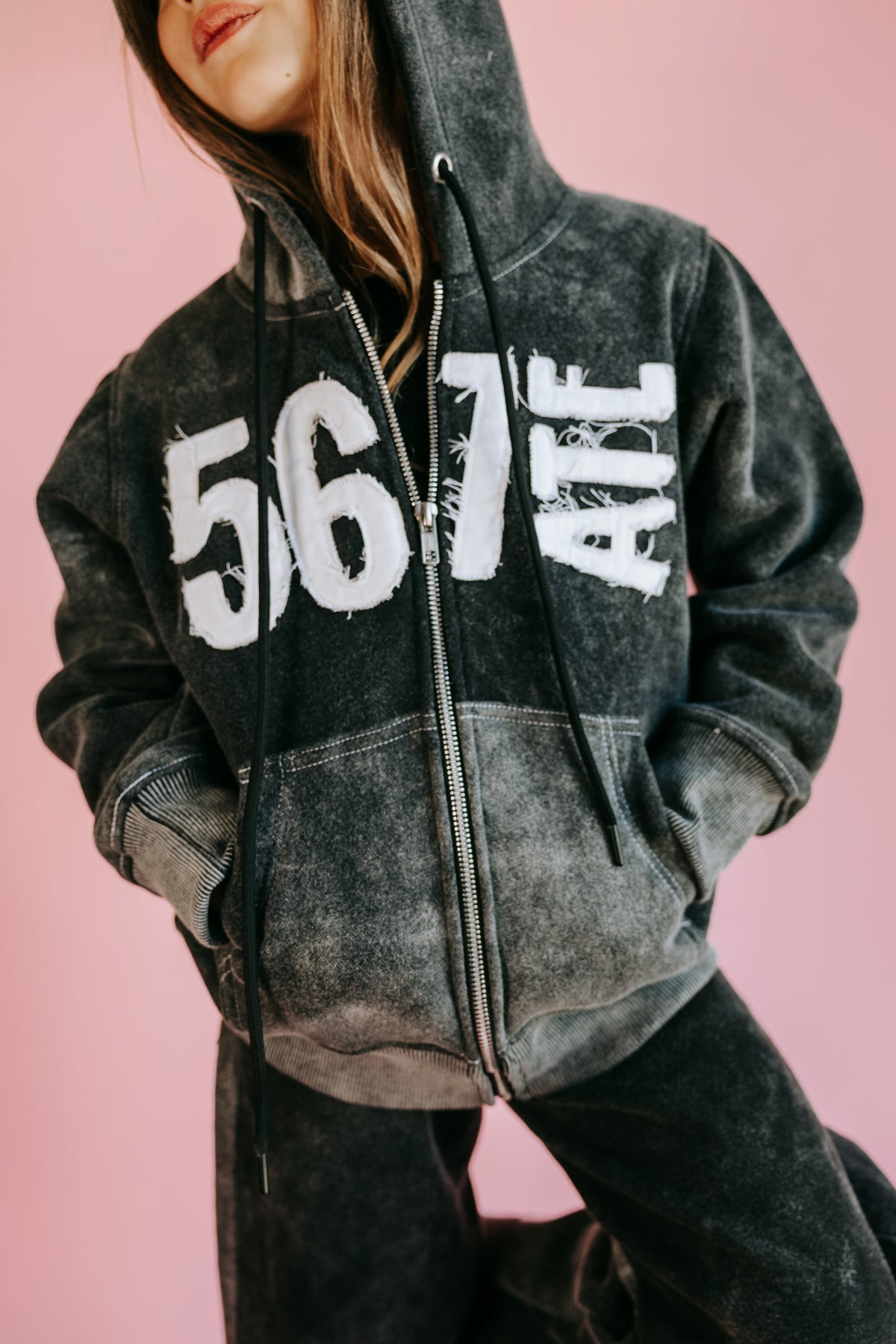 567ATE Distressed Varsity Sweatsuit Set(PRE ORDER Closes 11/1 will ship by 12/7)